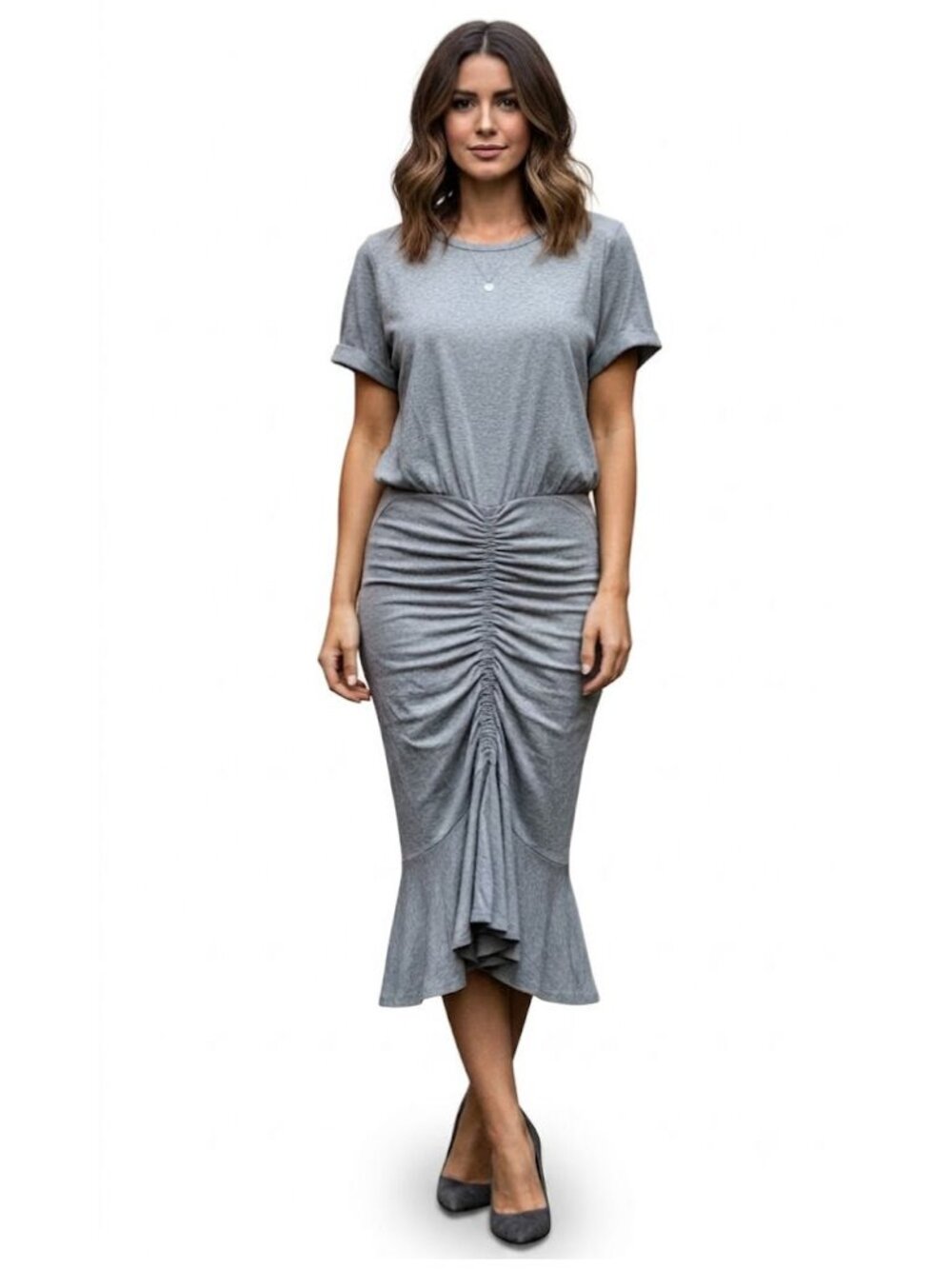 Veronica Beard Scoop Neck Midi Length Dress, Gray, Size Small